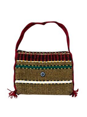 NWOT Children's Striped Woven Wool Purse Bag from Tibet w/ Evil Eye Charm